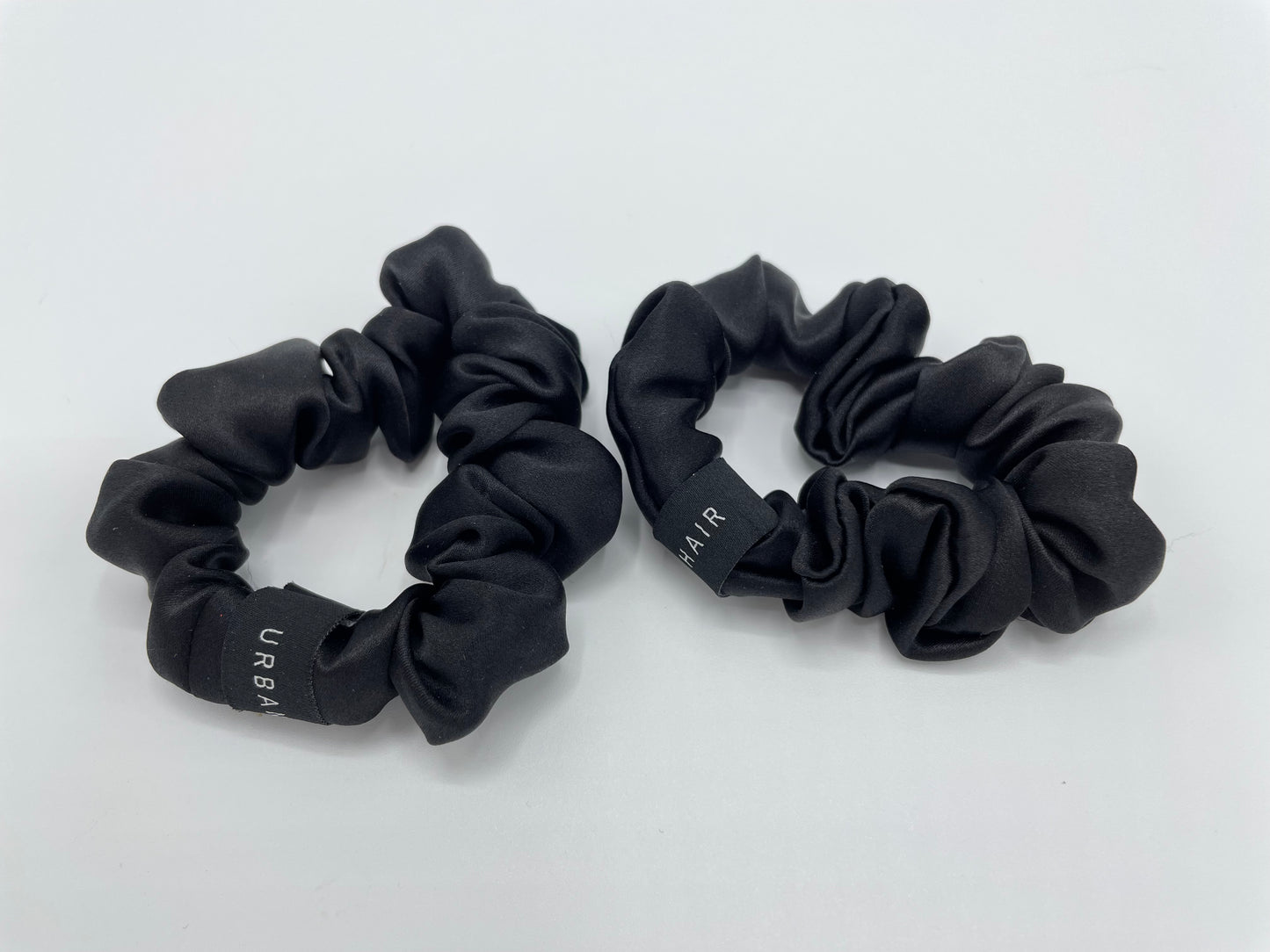 Mulberry Silk scrunchie Small - Black - 2-PACK