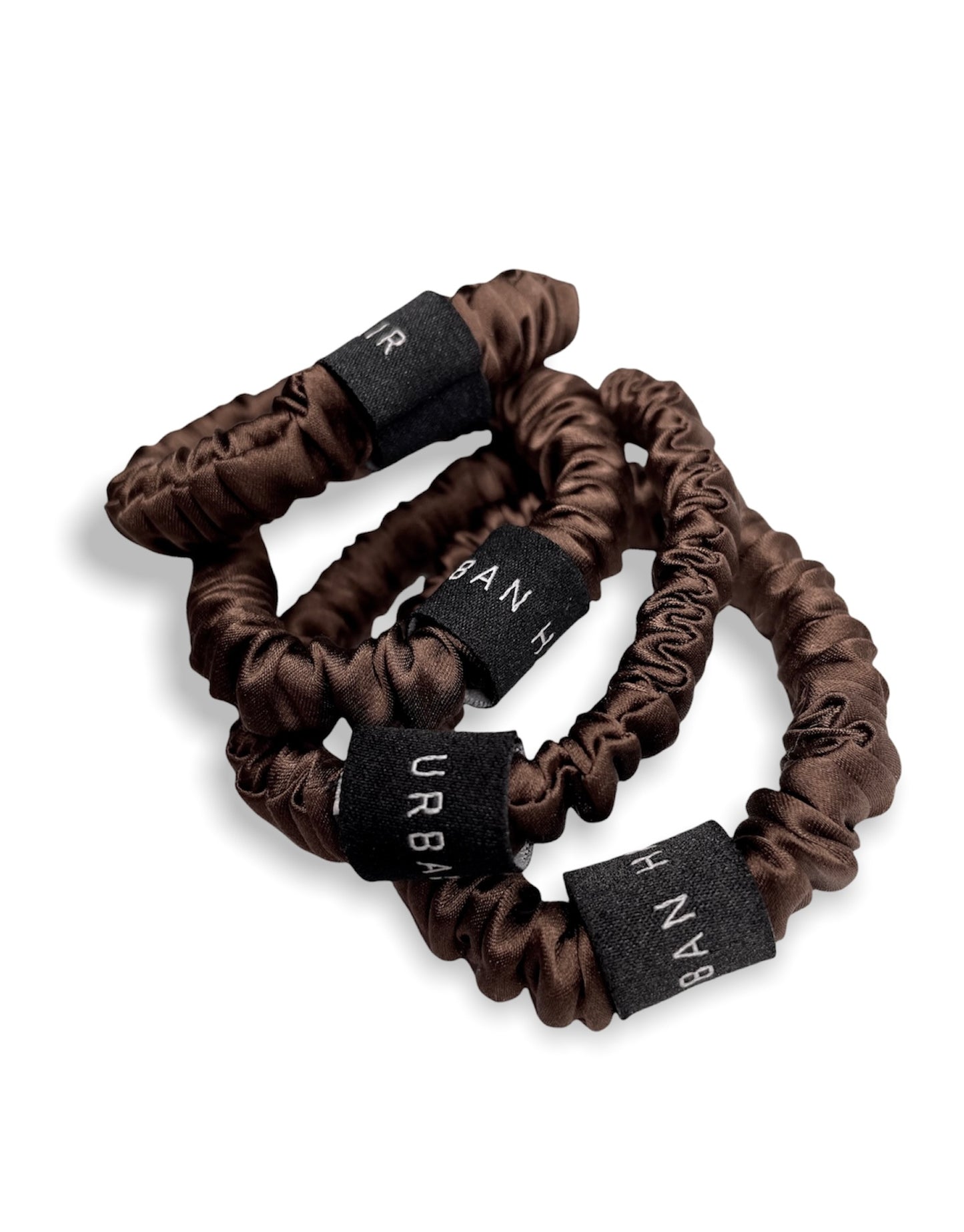 MULBERRY SILK HAIR TIES - BROWN - 4-PACK