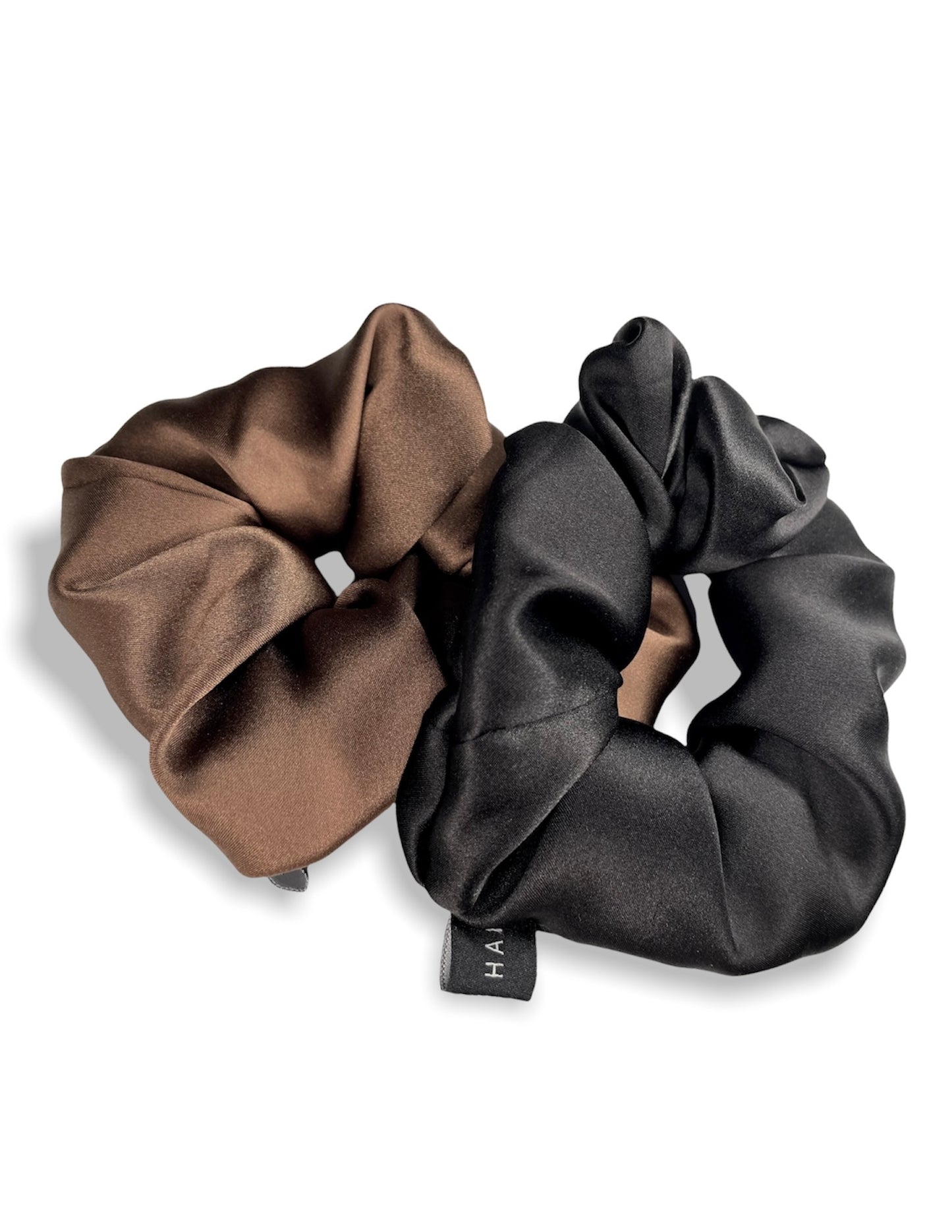 MULBERRY SILK SCRUNCHIES - BLACK/BROWN - 2-PACK